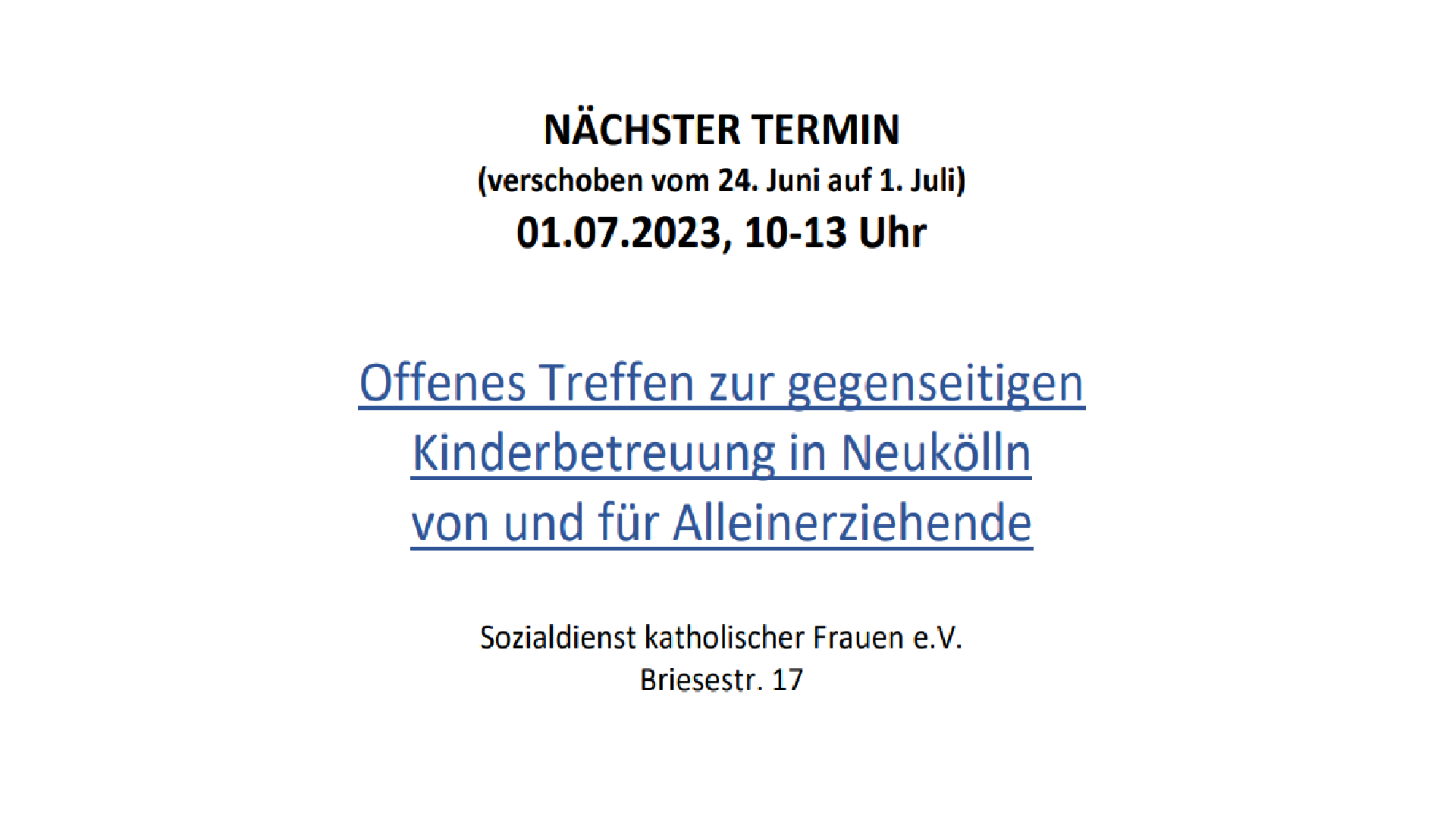 Gegenseitige Kinderbetreuung in Neukölln 2023
