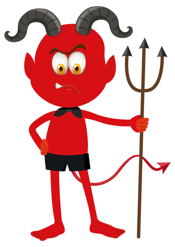 A Red Devil Cartoon Character With Facial Expression
